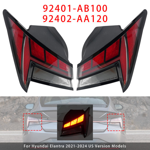 Left+Right Outer Tail Light Brake 92401-AB100 92402-AA120 For Hyundai Elantra