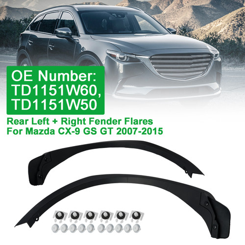 2x Rear Fender Flares TD1151W60 TD1151W50 For Mazda CX-9 GS GT 2007-2015