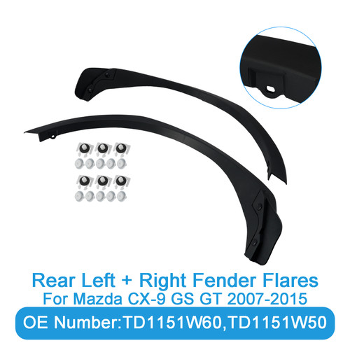 2x Rear Fender Flares TD1151W60 TD1151W50 For Mazda CX-9 GS GT 2007-2015