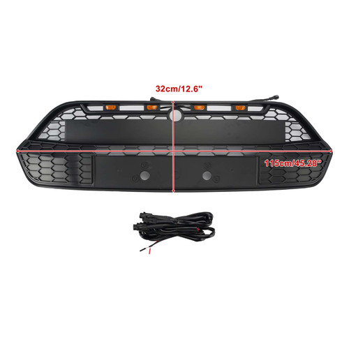 Matte Black Front Bumper Grille Grill Fit Ford Transit Custom 2013-2017 W/LED