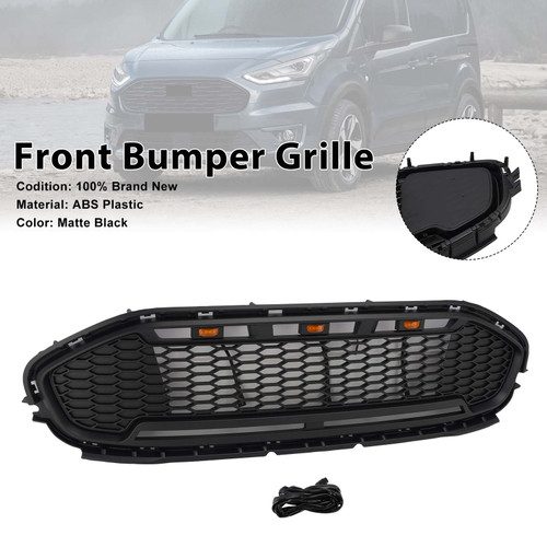 Black Front Bumper Grill Grille Fit Ford Transit Connect 2019-2023 W/LED