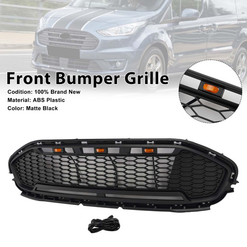 Black Front Bumper Grill Grille Fit Ford Transit Connect 2019-2023 W/LED