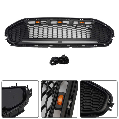 Black Front Bumper Grill Grille Fit Ford Transit Connect 2019-2023 W/LED