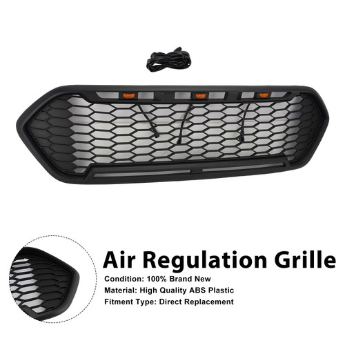 Matte Black Front Bumper Grille Fit Ford Transit Custom Trail 2018-2023 W/3LED
