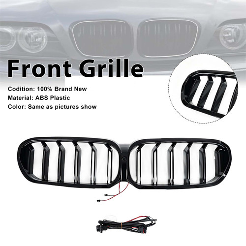 Front Kidney Grill Grille Fit BMW 5-Series G30 G38 2021-2024 W/LED