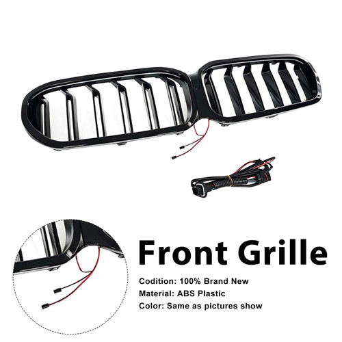 Front Kidney Grill Grille Fit BMW 5-Series G30 G38 2021-2024 W/LED