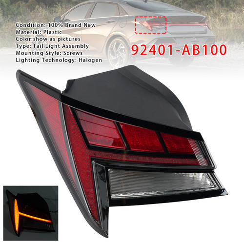 Left Outer Tail Light Brake Lamp Stoplight 92401-AB100 For Hyundai Elantra