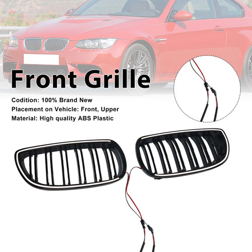 Black Front Kidney Grill Grille Fit BMW E92 E93 LCI 2Doors 2010-2013 W/LED