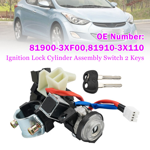 Ignition Lock Cylinder Assembly Switch 2 Keys 81900-3XF00 For Elantra 2011-2016