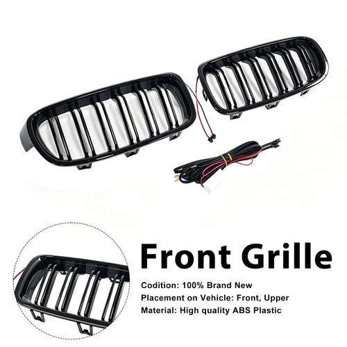 Double Slat Front Kidney Grille Grill Fit BMW 3 Series F30 F35 2012-2019
