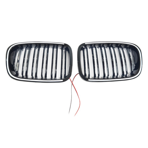 Gloss Black Front Kidney Bumper Grill Grille Fit BMW E46 2-Door 1998-2001 W/LED