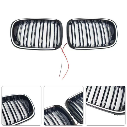 Black Front Bumper Grille Fit BMW 3 Series E46 4-Door Pre-LCI 1999-2001 W/LED