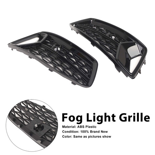 2PCS Front Bumper Grill Grille Fog Light Cover Fit Audi A6 C8 2019-2023