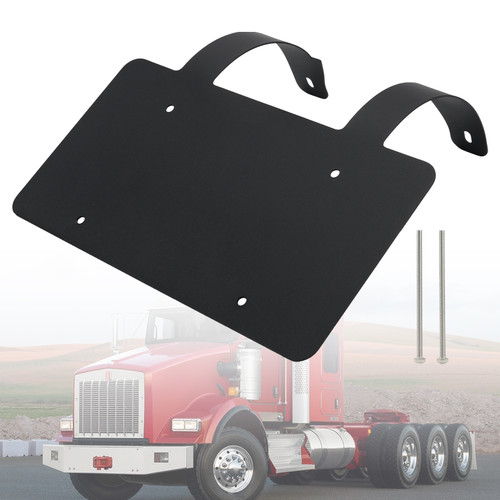 Semi Truck Commercial Truck Deer Guard Stainless License Plate Holder Black