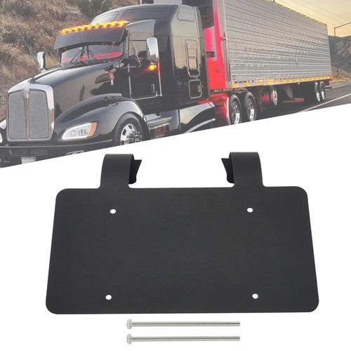 Semi Truck Commercial Truck Deer Guard Stainless License Plate Holder Black