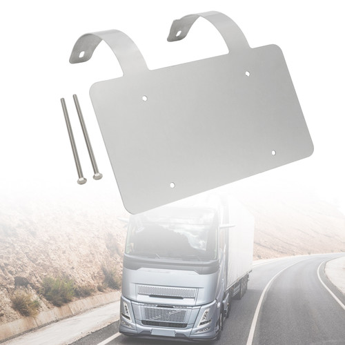 Semi Truck Commercial Truck Deer Guard Stainless License Plate Holder Silver