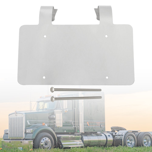 Semi Truck Commercial Truck Deer Guard Stainless License Plate Holder Silver