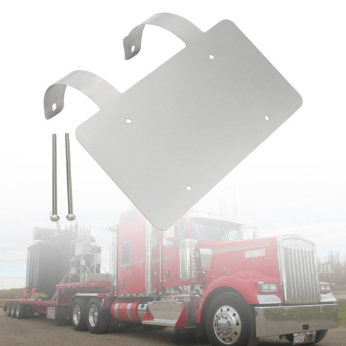 Semi Truck Commercial Truck Deer Guard Stainless License Plate Holder Silver