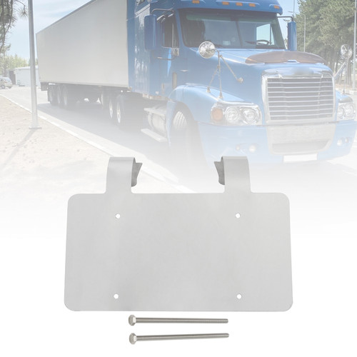 Semi Truck Commercial Truck Deer Guard Stainless License Plate Holder Silver