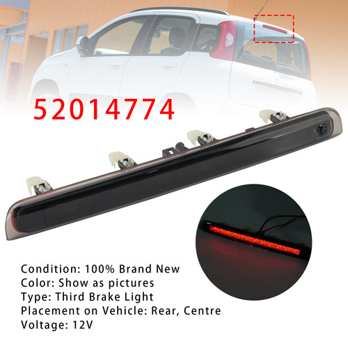Third Brake Light Auxiliary Brake Lamp 52014774 For Fiat Panda 2012?2024 Black