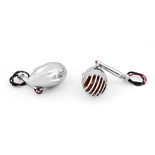 2PCs Turn Signals Grill Bullet Amber Indicator Lights Lamp Universal, Chrome 2PCs Turn Signals Grill Bullet Amber Indicator Lights Lamp Universal, Chrome