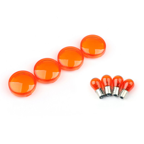 4x Turn Signal Lens Bulbs For Harley Softail Dyna Sportsters (2002 &Up) Orange
