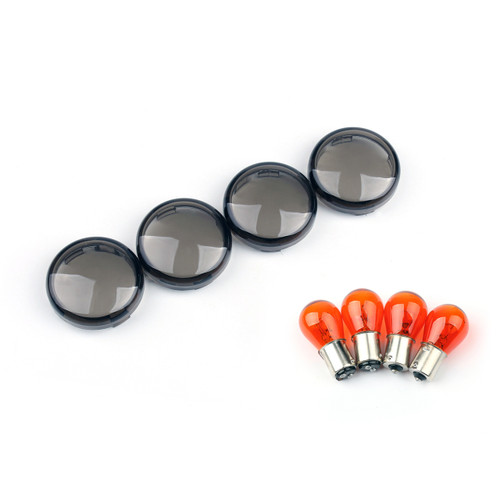 4x Turn Signal Lens Bulbs For Harley Softail Dyna Sportsters (2002 &Up) Smoke