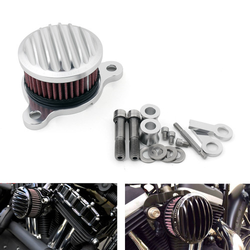 Air Cleaner Finned Intake Filter System Kit Harley Sportster XL883 XL1200 (88-15) Silver