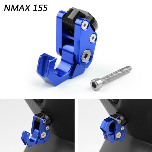 CNC Blue M6 Carry Helmet Bottle Hanger Holder Hook For Yamaha NMAX 155 15-19 Blue