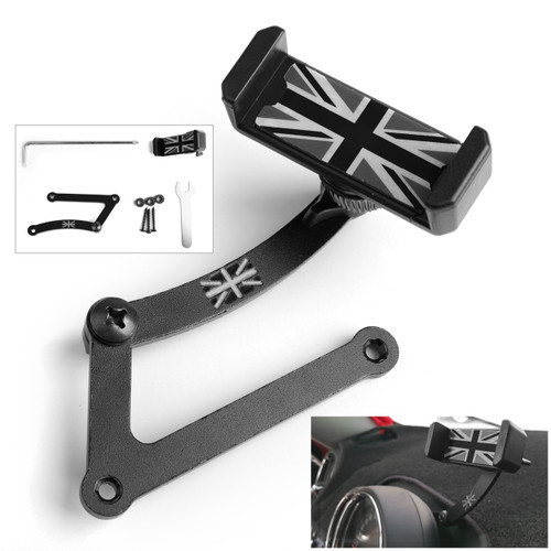 Union Jack Car Phone Mount Folding Holder For Mini Cooper R55 R56 R57 R60 R61,F54 F55 F56 F57 F60 Black&Gray