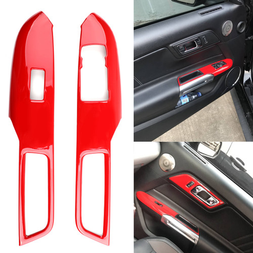 Interior Window Switch Lock Cover Trim For Ford Mustang 2015 2016 2017 2018 Red