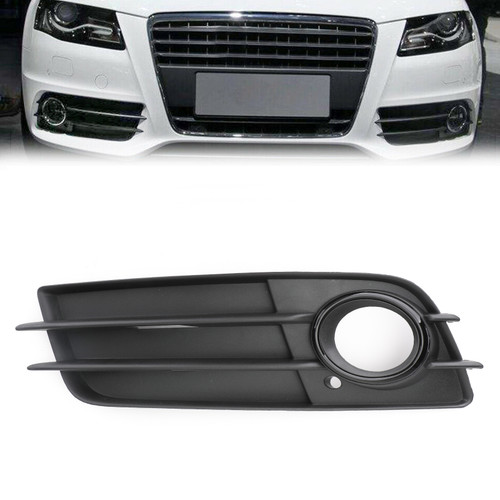Left Side Matte Fog Light Grill S-Line Bumper For Audi A4 S-LINE S4 08-12 Black