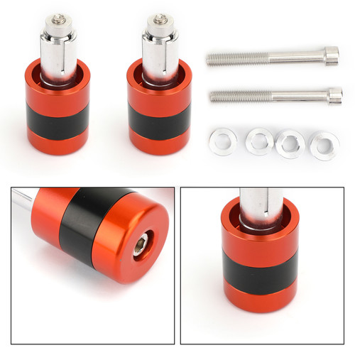 7/8" 22mm Handle Bar Ends Heavy Weight Vibration Reducing Plugs Set 210g Orange