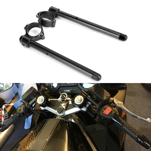 7/8" Adjustable Racing Handle Bar 50mm Clip-on For Kawasaki ZX600R NINJA 95-97 ZX600 NINJA 93-02 ZX1000 NINJA 88-90 EX650R NINJA 06-08 FZR750 87-88 Black