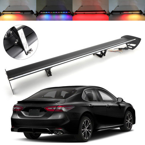 Hatch Adjustable Aluminum Rear Trunk Wing Racing Spoiler With LED Universal Black Hatch Adjustable Aluminum Rear Trunk Wing Racing Spoiler With LED Universal Black