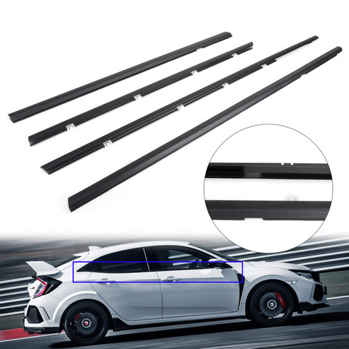 4pcs Weatherstrip Window Moulding Trim Seal Belt For Honda Civic 12-15 Black