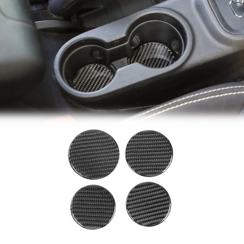 Cup Holder Mats Round Drink Pad Coaster Real Carbon Fiber for Wrangler JK 2011-2017