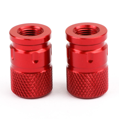 Pair CNC Anti-Thief Tire Valve Stem Caps RED