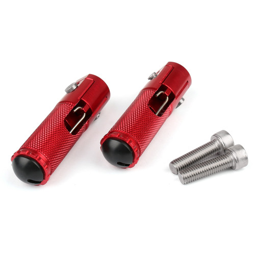 CNC Folding Foot Pegs Footpeg Rear Set Rest Racing Universal Motorcycle, Red