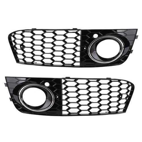 Fog Light Cover Grille Grill Honeycomb Fit For Audi A4 B8 2009-2012