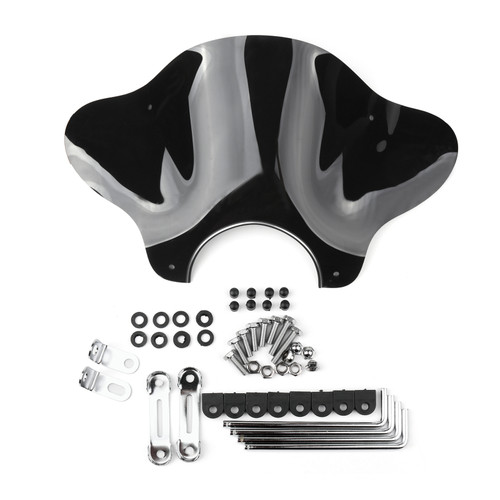 Universal Motorcycle Cruiser Windshield Windscreen with Mounting kit Black Universal Motorcycle Cruiser Windshield Windscreen with Mounting kit Black