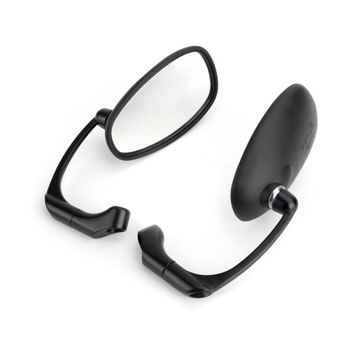 Motorcycle L-bar Retro Oval Rearview Side Mirrors M8 / M10 Pair For GN/ CG Cafe Racer Chopper Cruiser Custom BLK Motorcycle L-bar Retro Oval Rearview Side Mirrors M8 / M10 Pair For GN/ CG Cafe Racer Chopper Cruiser Custom BLK