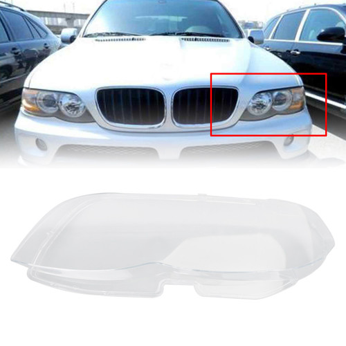 Left Headlight Shell Headlight Lens Plastic Cover For BMW X5 E53 2004-2006