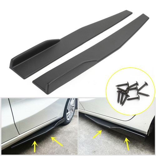 Pair 45cm Car Carbon Fiber Side Skirts Rocker Splitters Diffuser Winglet Wings