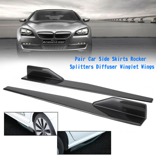 Pair 86cm Car Carbon Fiber Side Skirts Rocker Splitters Diffuser Winglet Wings