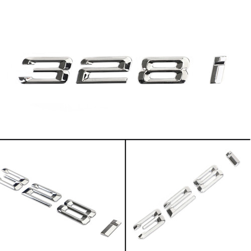 Rear Trunk Nameplate Badge Emblem Numbers Letter Decal 328 i Fit 328i Chrome