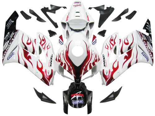 Fairings Honda CBR 1000 RR White & Red Flame Shark Racing (2004-2005) Fairings Honda CBR 1000 RR White & Red Flame Shark Racing (2004-2005)