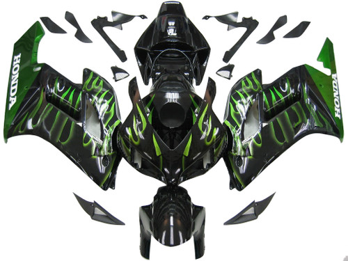 Fairings Honda CBR 1000 RR Black & Green Flame Racing (2004-2005) Fairings Honda CBR 1000 RR Black & Green Flame Racing (2004-2005)