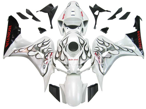 Fairings Honda CBR 1000 RR White and Black Silver Flame Racing (2006-2007)