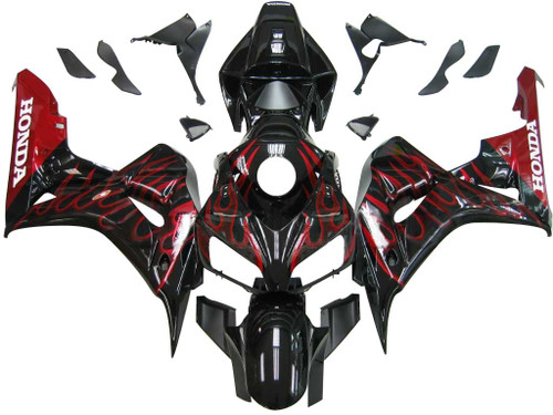 Fairings Honda CBR 1000 RR Black & Red Flame Racing (2006-2007)